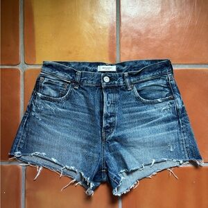 Moussy Distressed Dark Blue Denim Cutoff Shorts Size 27 Womens Japanese Denim